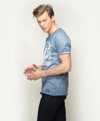 Oil Dyed Logo T-Shirt Denim Blue